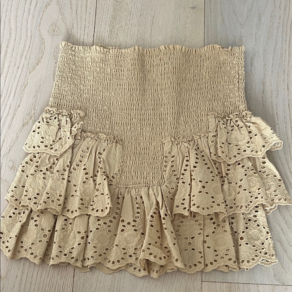 Forever 21 Beige Eyelet Ruffle Mini Skirt